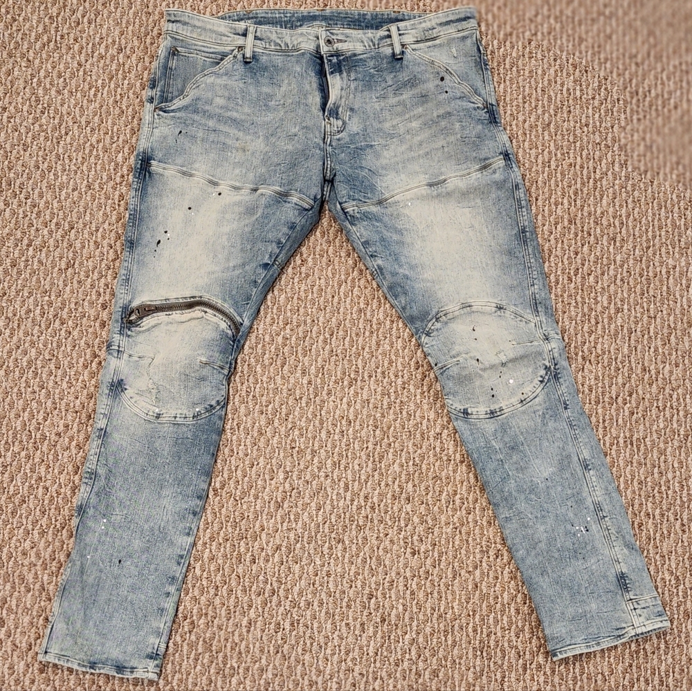 G-STAR RAW ZIPPED KNEE SKINNY JEANS